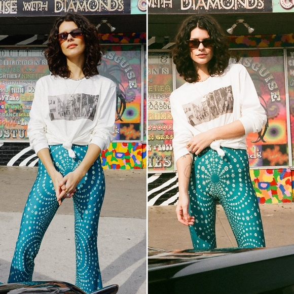 New novella royale janis bells aqua haze legging L teal turquoise leggings pants - Picture 5 of 16